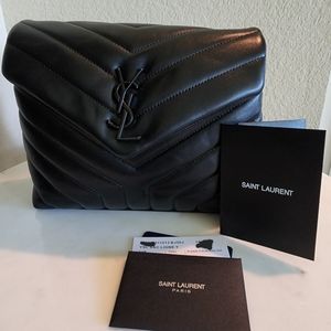 Saint Laurent LOULOU Small Chain Bag - Black on Black Hardware